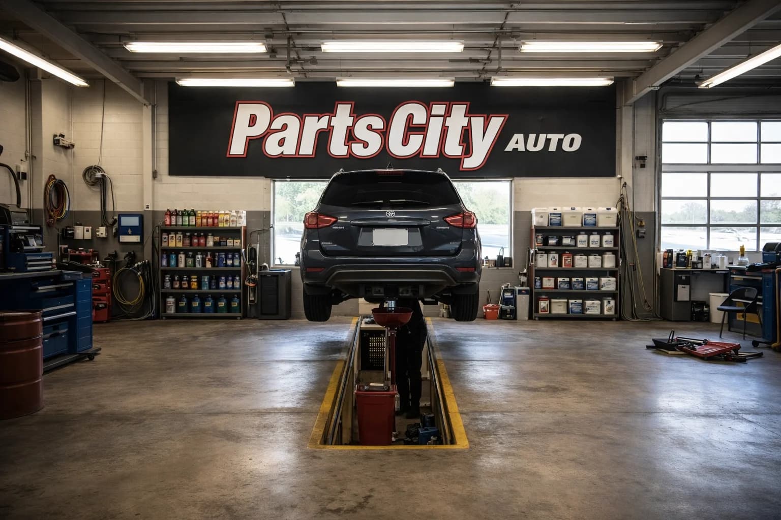 Lube service bay at Little Kansas Tire